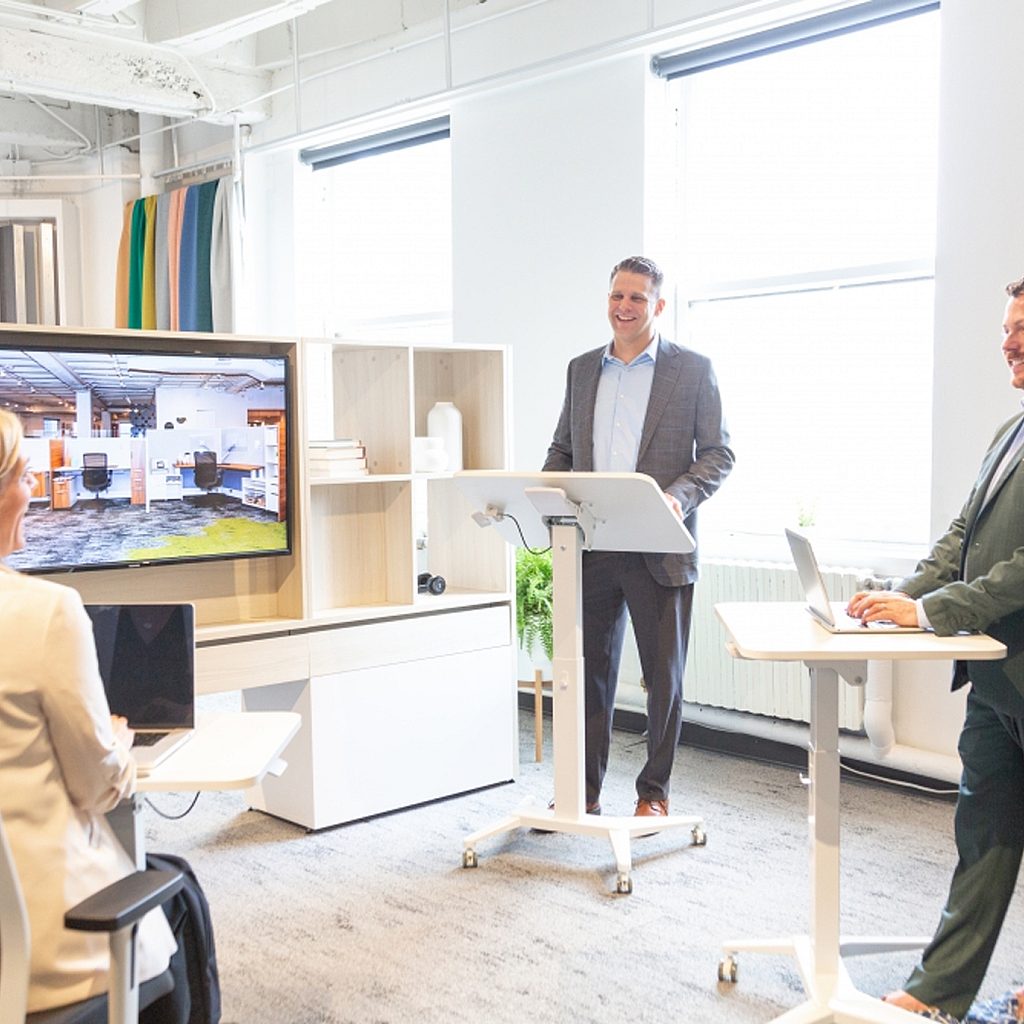 Workplace Furniture Mixers Collection Mobile Desk Neocon