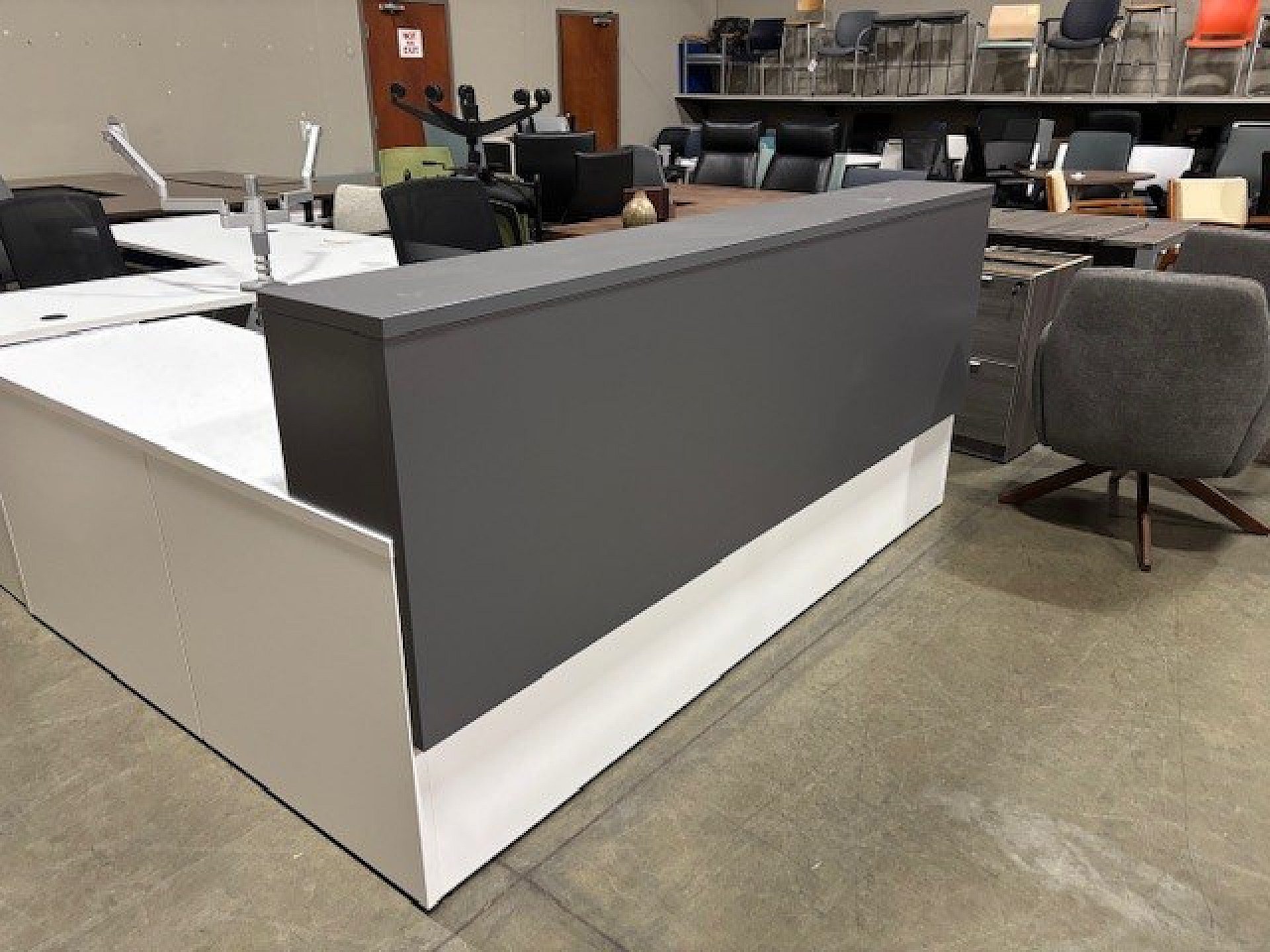 White reception desk