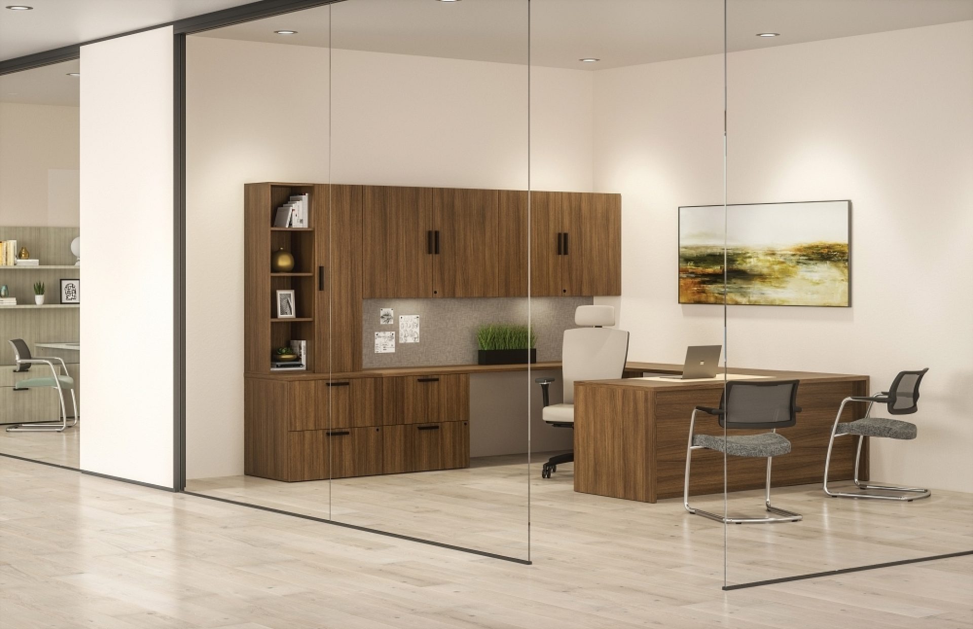 Calibrate casegoods private office with full modesty desk and return for u shape configuration md