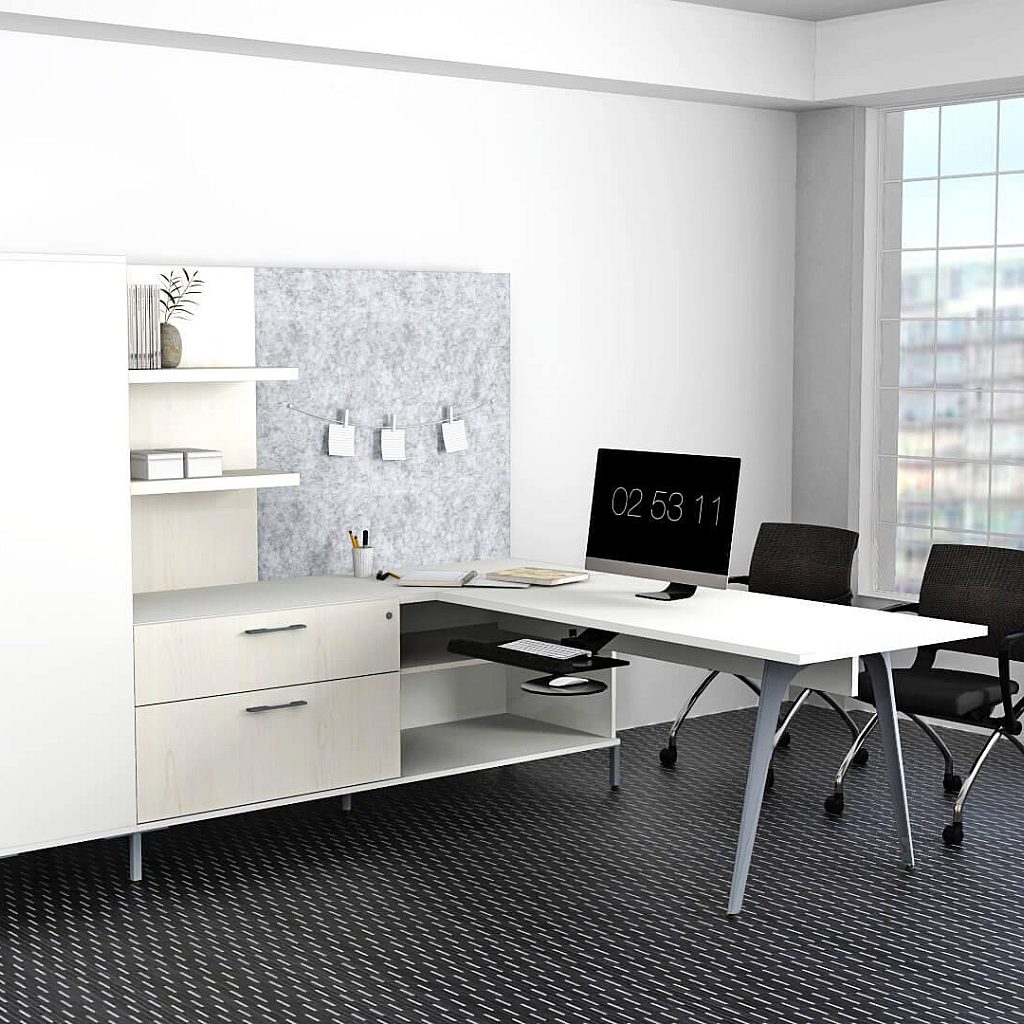 White L shape Keyboard Tray Rendering 5 Rev01 tayco