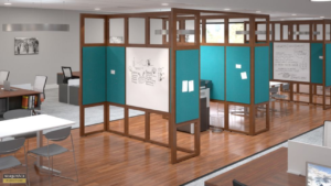 Office cubicle screens in an open plan office