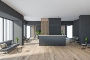Reception area with furniture